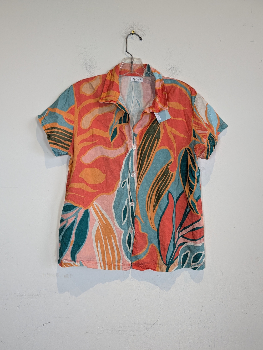 Vitamin A Multicolor Tropical Print Button-Down, Size Small